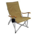 Large Folding High Back Aluminum Arm Chair w/Wood Arms & 375 lb. Rating
